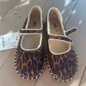 Zara Kids Brown Leopard Mary Jane Shoes
